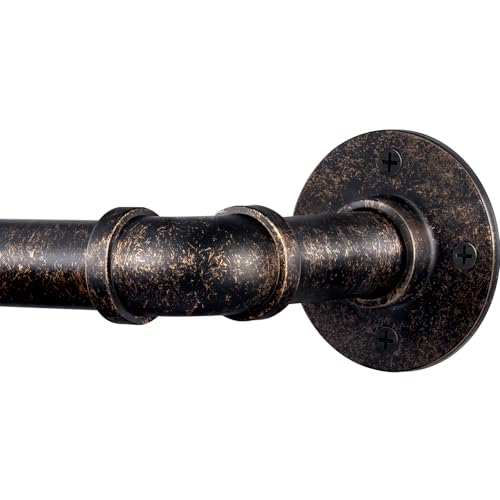 DEFYNEE Barra de cortina de 80 a 120 cm, barra de cortina industrial, montaje en techo y pared, 25 mm de diámetro, barra de cortina extensible para terraza, puerta corredera de cristal, salón, bronce