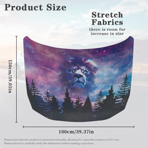 Image of Forest Lion Car Hood Cover All Weather Protection Automotive Exterior Accessories Universal Fit Hood Covers for Cars, Trucks, SUV, or Van Full Coverage with Elastic Band