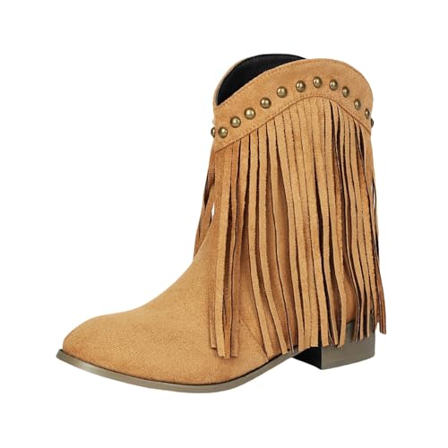 MJGkhiy Botas de mujer Texanas Ante Bota Con Tacón de Bloqueo Camperos Boots Negros Western Botines...