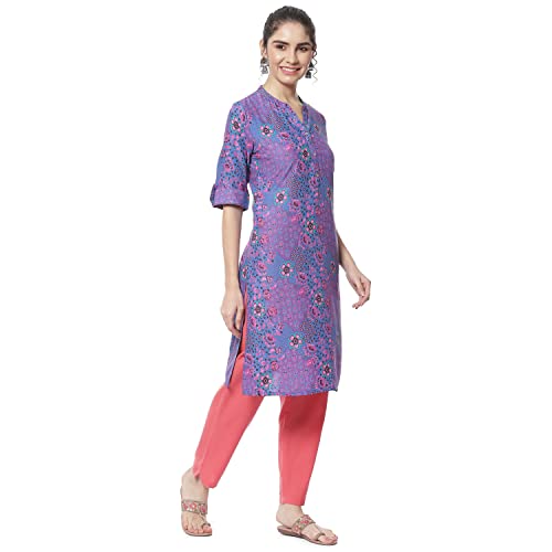 Image of Rangriti Purple Liva Straight Kurta for Women