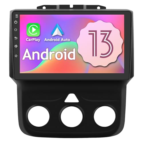 【4G+64G】 Car Radio Stereo for Dodge Ram 2013-2018 1500 2500 3500 with Wireless Apple Carplay Android Auto 9 inch Head Unit with DSP BT GPS FM WiFi (Only fit Manual AC)