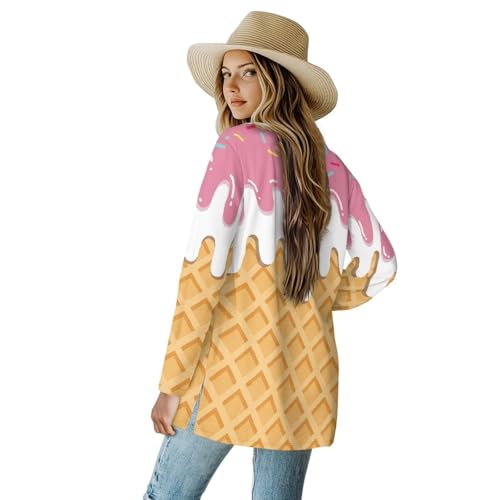 Image of Womens Open Fron Cardigan Sweaters Long Sleeve Oversized Casual Tops Loose Lightweight Daily Coats with Pockets