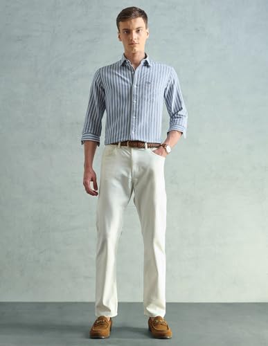 Image of Arrow Striped Slim Fit Mens Casual Shirts - 100% Cotton, Breathable & Comfortable, Full Sleeves Shirts for Men