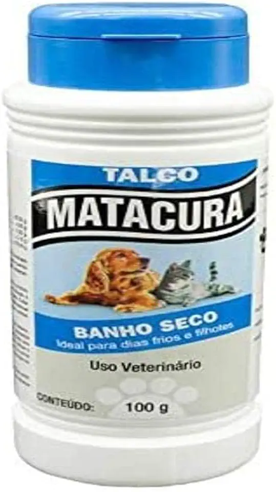 Matacura Talco Banho Seco Para Cães E Gatos Branco 100 G