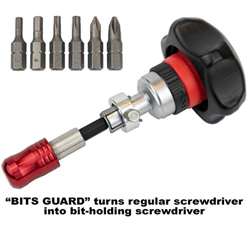Ratcheting Screwdriver - I-RATCHET Ergonomic Stubby Ratcheting Screwdriver 6-IN-1 Bit Set with BITS GUARD Quick Release, Torque Assist - Wrist Stress and Pain Relief