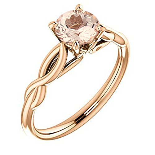Natural Morganite Infinity Style Solitaire Engagement Ring in 10K Rose Gold