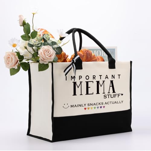 Mema Canvas Tote Bag - Cute Design, Reusable Grocery Bags for Her, Mom & Grandma Gift for Mother's Day, Christmas, Birthday3