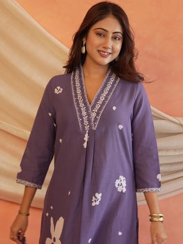 Image of Women's Mulmul Cotton Kurti with Pant and Dupatta