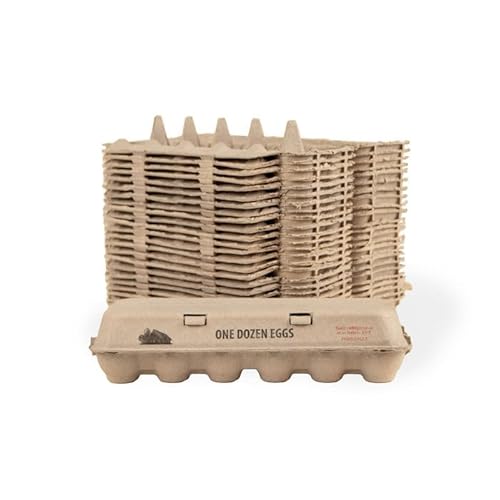 Jeffers Livestock Recyclable Egg Cartons, Holds Up to 12 Eggs, Pulp Paper Chicken Egg Tray, Stackable Flat Top Holder for Large Eggs, Farm Market Kitchen Storage Bulk Eco Friendly Packaging - 25 Pack