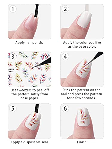 EBANKU 10 Blätter Nagelsticker Herbst Ahornblätter Nail Art Sticker Thanksgiving Nagelaufkleber Nail Art Tattoo Nagel… – Bild 8