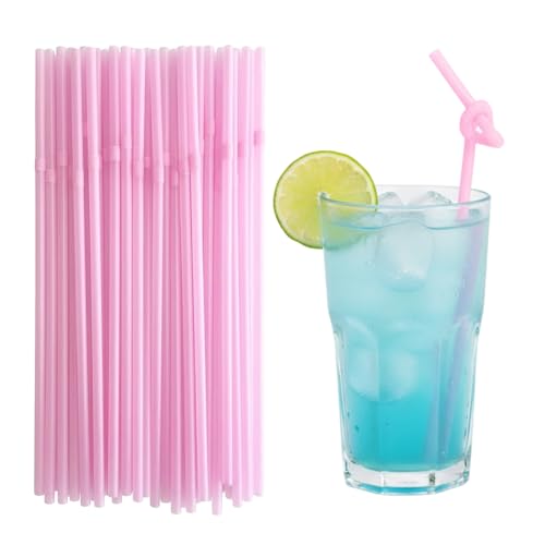 Pitillos rosados flexibles pack 400 unidades miniatura 1