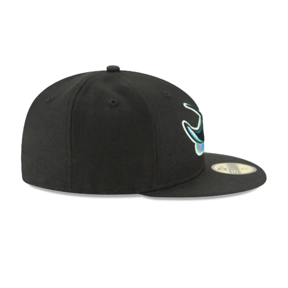New Era MLB 59FIFTY Tampa Bay Rays Baseballkappe, Team-Farbe, Cooperstown-Logo, authentische Kollektion, angepasste Baseballkappe, Schwarz
