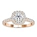 Anillo de compromiso con halo de moissanita con certificado SGL de 1,16 CT, diseño de cojín antiguo, anillos de boda con piedras preciosas blancas, vintage de piedra lateral, 14K Oro rosa, Size:EU 67