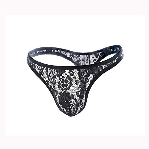 Men's Lace Thong Transparent Gstring Sexy Printing 1 Pack3