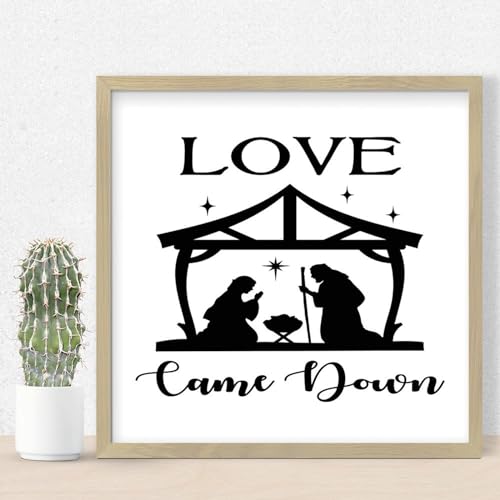 Panneau mural en bois Love Came Down WSDESDEC chrétien 30x30 cm