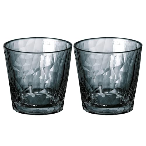 Koziol Superglas Club No. 22, 2 pezzi, 250 ml, bicchiere da vino in plastica trasparente, lussuoso, infrangibile, riutilizzabile, feste, campeggio, set da 2 pezzi (grigio trasparente)