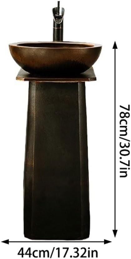 Pedestal Sinks Retro Wash Basin Outdoor Column Courtyard Balcony Floor-Standing Bathroom Art Sink (A)