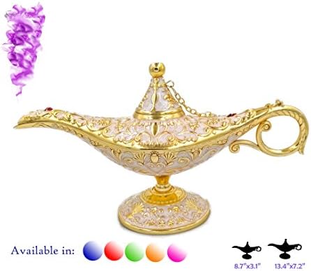 ZeeMoe Legend Aladdin Magic Genie Light Lamp Pot Classic Color Brass Aladdin Genie Lamps Incense Burners โฆ (Pink/Rose and Gold, Regular)