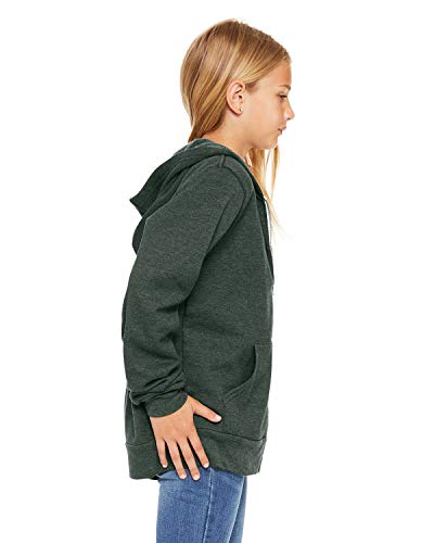 BELLA + CANVAS Youth Sponge Fleece Full-Zip Hoodie M Heather Forest3