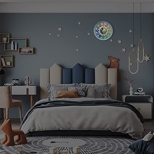 Dorboker Learning Clock For Kids, Glow In The Dark Wall Clock For Bedroom, 12 Inch Silent Night Light Kids Wall Clock, Colorful Illuminated Telling Time Teaching Clock,Kids Room Decor (Ice Blue) #TOP4