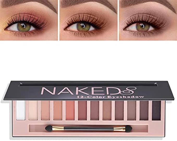 12 Colors Naked Nude Colors Eyeshadow Palette,Matte Blendable Shimmer Eyeshadow Pallete Natural Smooth Texture Pigmented Long Lasting Waterproof Smokey Eye Shadow Palette Makeup(Matte)