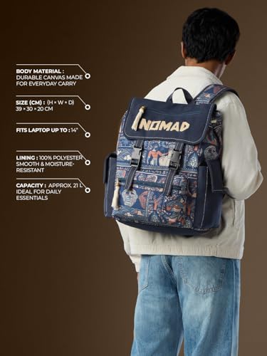 Image of The Souled Store Nomad: Odyssey Backpacks | 21L Durable Canvas Laptop Bag for Men & Women | 15.5 Inch Padded Tech Sleeve & Breathable Air Mesh Back - Earthy Brown & Khaki