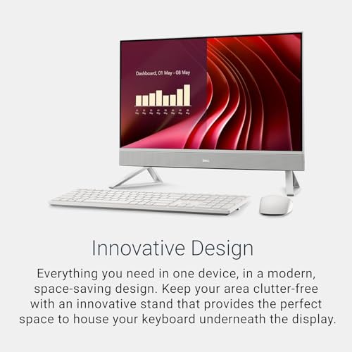 Image of Dell All in One 23.8-inch FHD Touchscreen Display, Intel Core 7-150U Processor, 16GB DDR5 RAM, 1TB SSD, Intel UHD Graphics, Windows 11 Home - Pearl White Cover + Molded Speaker Grill