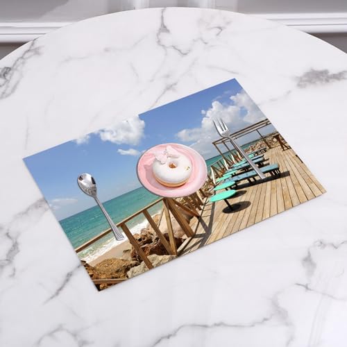 QRFASFZO Juego de 6 PVC Manteles Individuales Lavables,Fácil Limpieza, Antideslizantes, Resistentes al Calor,Playa Romana Playa en Alcossebre también Alcoceber en Castellón de España,30x45cm