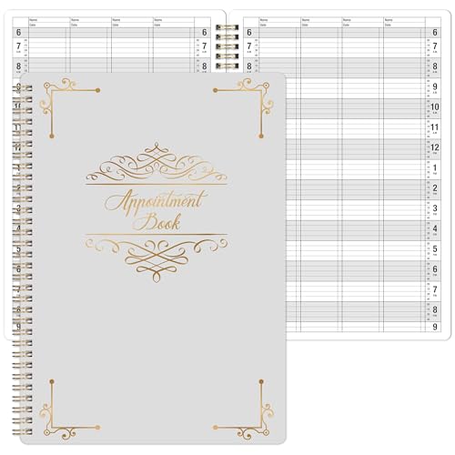 Appointment Book – Undated Salon Appointment Book, Daily＆Hourly Schedule Book with 200 Pages, 4 Column, 6 AM - 9 PM, 15 Minute Intervals Day Planner, 7.9’’ x 11.5’’, Twin-Wire Binding, Hardcover - Gray