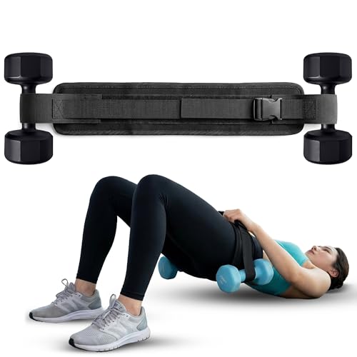 Xvolt Hip Thrust Belt for Weights - Dumbbell Glute Bridge Exercise Strap Belt - Hipthrust Adjustable Weight Holder Straps for Dumbbells Kettlebells Plates - Home Gym Hip Exercise Workout Trainer