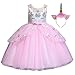 Costume de licorne avec robe et bandeau pour fille de 3 à 10 ans - Rose - 3-4 ans