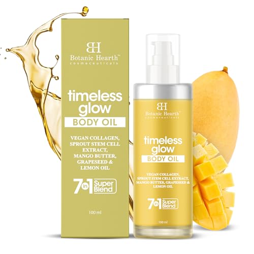 Image of Botanic Hearth Timeless Glow Anti-Aging Body Oil with Vegan Collagen & Stem Cell Extract | Firming Massage Oil for Youthful Glowing Skin | For Women & Men | 100ml