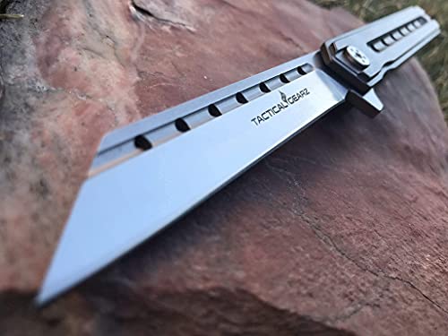 Tactical Gearz Tc4 Titanium Pocket Knife! Tg Onyx, Tc4 Titanium Handle! Polished D2 Steel Tanto Blade, Ball Bearing Pivot System! Includes Sheath! #TOP2