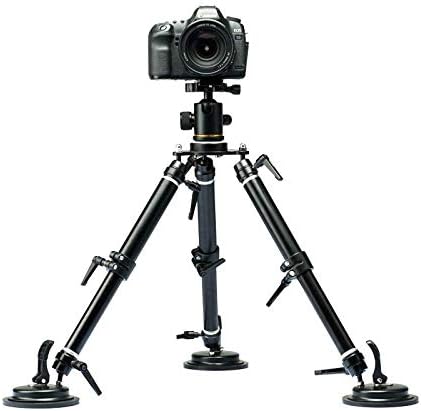 50kg Load Adjustable car Suction Car Mount Camera Mount Holder Tripod Black Triple Vacuum Suction Cup for Gopro for DSLR Camera Camcorder