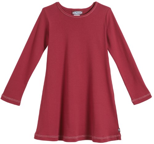 Image of City Threads Girls' 100% Cotton Long Sleeve Dress - Active Kids School, Playing, Parties - Made in USA
