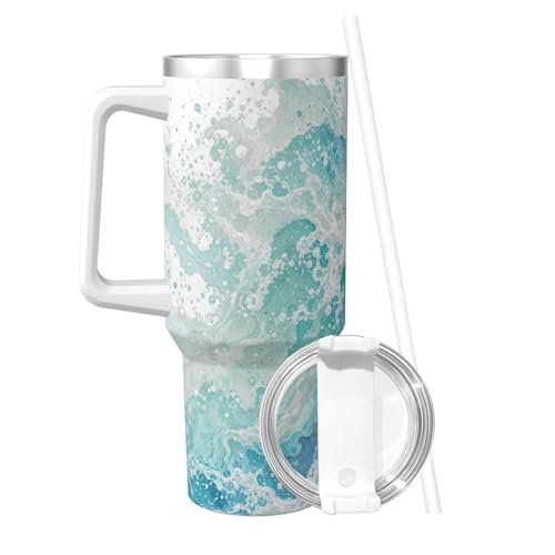 Vaso aislado Ocean Wave Soccer de 40 oz con asa y tapa 3