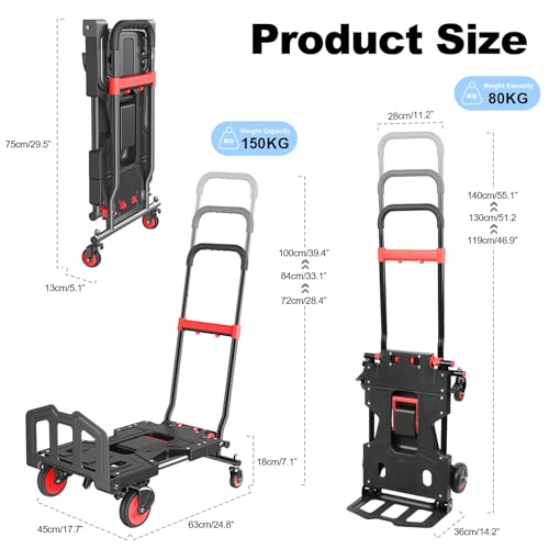 Carretilla plegable con capacidad 150kg y 4 ruedas miniatura 2