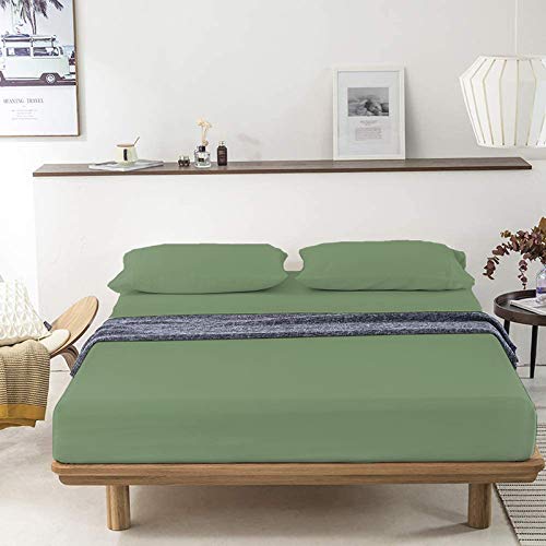 Image of YRM Bedding's - Egyptian Cotton Bedsheet 400-TC Premium Hotel Quality 1 Bedsheet (102x108) + 2 Pillow Covers (18x28) - (King Size, Emerald Green Color)