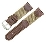 New 20mm Wenger Swiss Army Genuine Brown Leather Strap Brown Nylon Watch Band