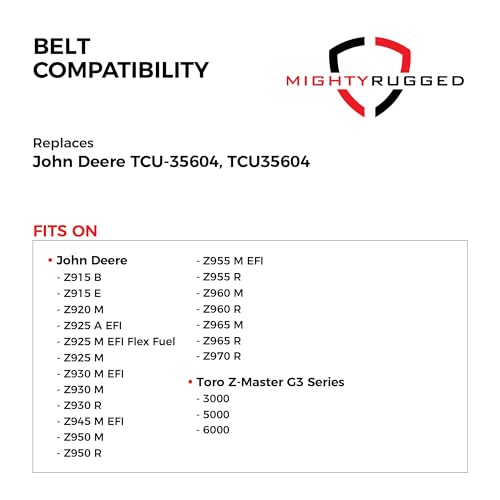 Image of TCU35604 Drive Belt Replacement for John Deere ZTrak Series, Length 182.5 inch, Heavy-Duty, Durable, Aramid Cord Belt - Compatible with ZTrak Z915B Z920M Z930M, Exmark Radius X-Series, Toro Z-Master G3