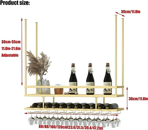 Support verres à vin mural et plafond réglable en hauteur pour bar
