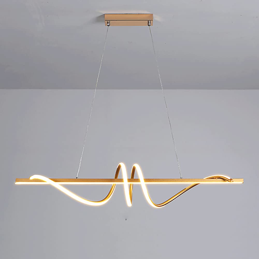 Lampe à suspension LED moderne en métal linéaire torsadé pour salon