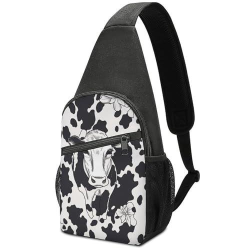 Sac bandoulière noir et blanc pour homme femme sac de poitrine