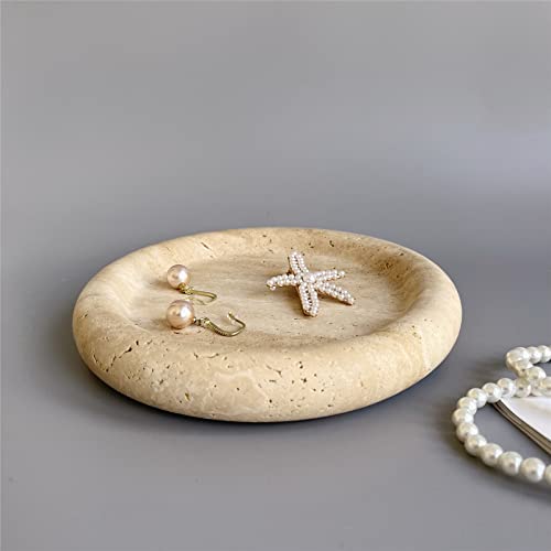SAIDKOCC Natural Marble Round Vanity Tray Jewelry Makeup Dish Decorative Tray for Coffee Table,Bathroom,Bedroom (Beige Travertine) by SAIDKOCC - Image 7