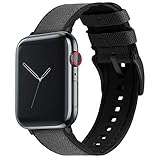 42mm/44mm Smoke Grey - BARTON Cordura Fabric and Silicone Hybrid Watch Bands with Integrated quick...