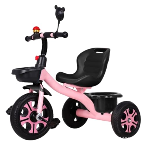 Geyaziu 子供乗せ自転車 三輪車 キックバイク 三輪車 手押し棒付き 子供自転車 自転車 3輪 赤ちゃん おもちゃ 調節可能なシート 軽量 組み立て簡単 1 〜 6 歳のお子様向け 乗用玩具 (ピンク,普通です)