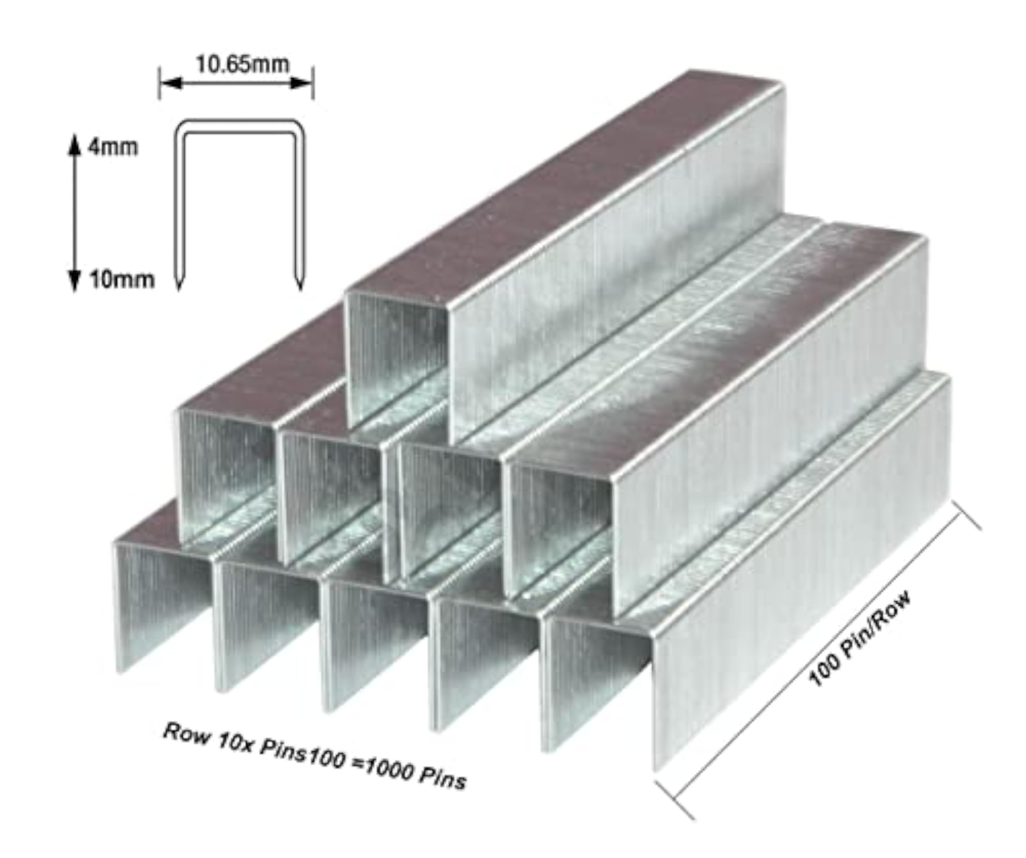 Heavy Duty Staple Pins for Tacker, 1000 Pcs, 10mm