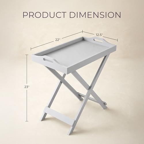 Image of Lavish Home Folding TV Tray Table - Contemporary Side Table with Removable Tray Top for Food Serving, Meals, or Decor in Living Room, Bedroom, or Home Office (Gray)