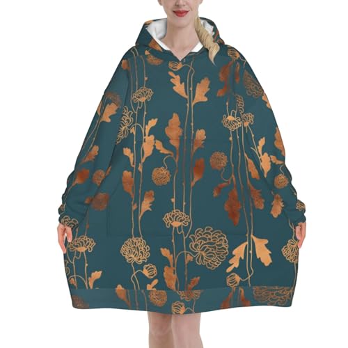 Sweat à capuche flanelle unisexe pull couverture ample poche fleurs