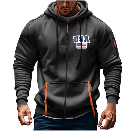 Full Zip Hoodies for Men Fall Fashion Casual Tactical Hoodie Long Sleeve Multi-Pockets Winter Work Jackets